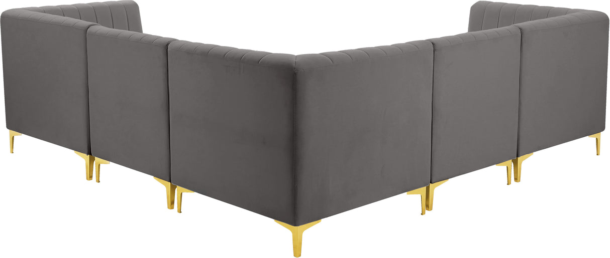 Alina Grey Velvet Modular Sectional - galleria furniture outlet