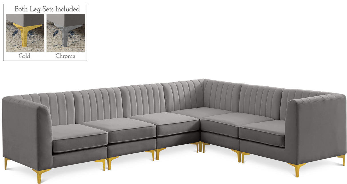 Alina Grey Velvet Modular Sectional - galleria furniture outlet
