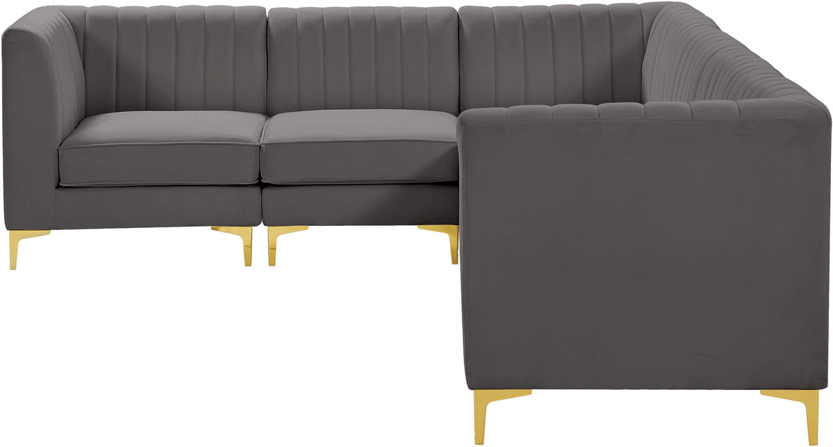 Alina Grey Velvet Modular Sectional - galleria furniture outlet