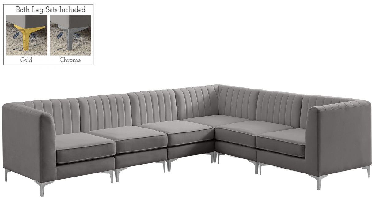 Alina Grey Velvet Modular Sectional - galleria furniture outlet