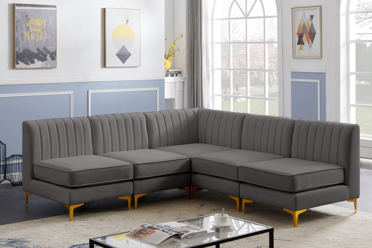 Alina Grey Velvet Modular Sectional - galleria furniture outlet