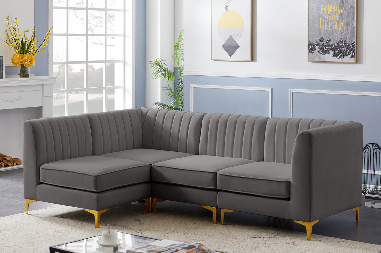 Alina Grey Velvet Modular Sectional - galleria furniture outlet