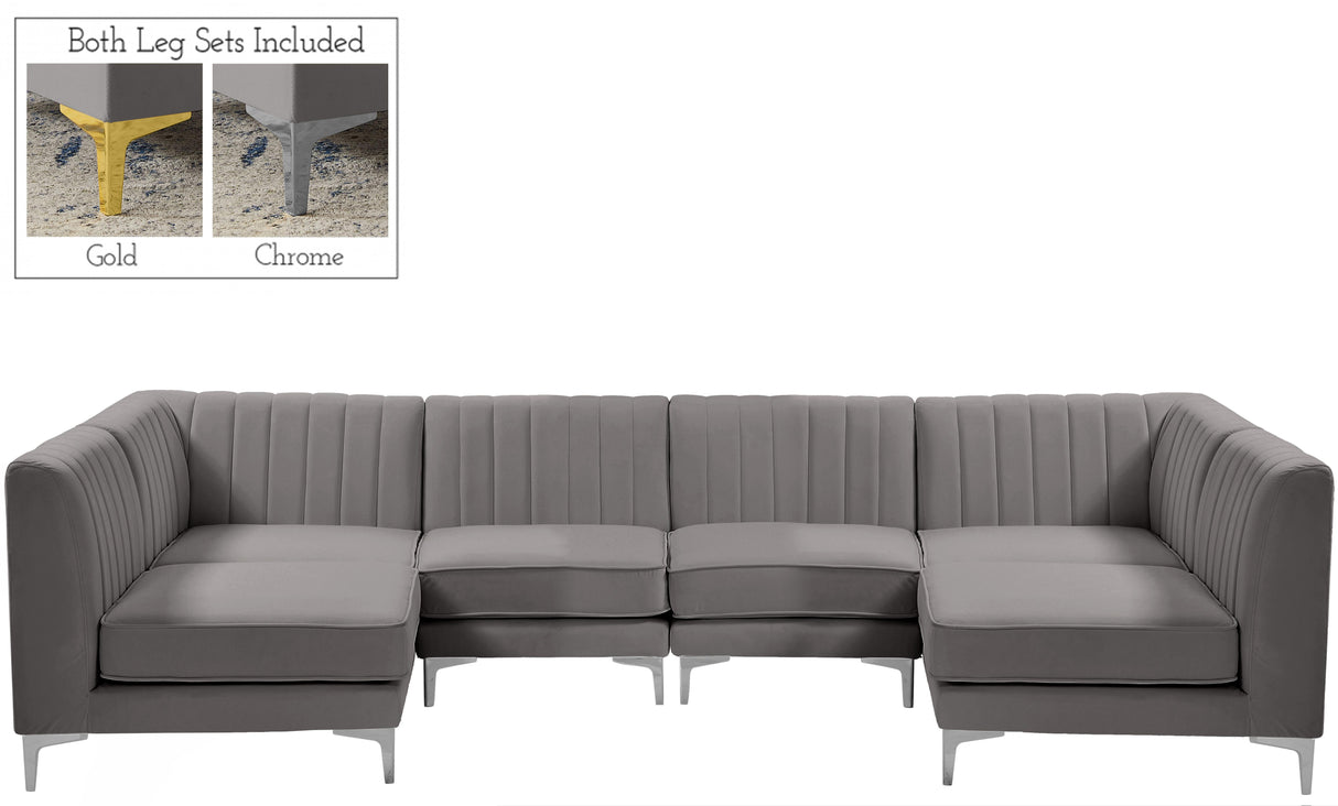 Alina Grey Velvet Modular Sectional - galleria furniture outlet