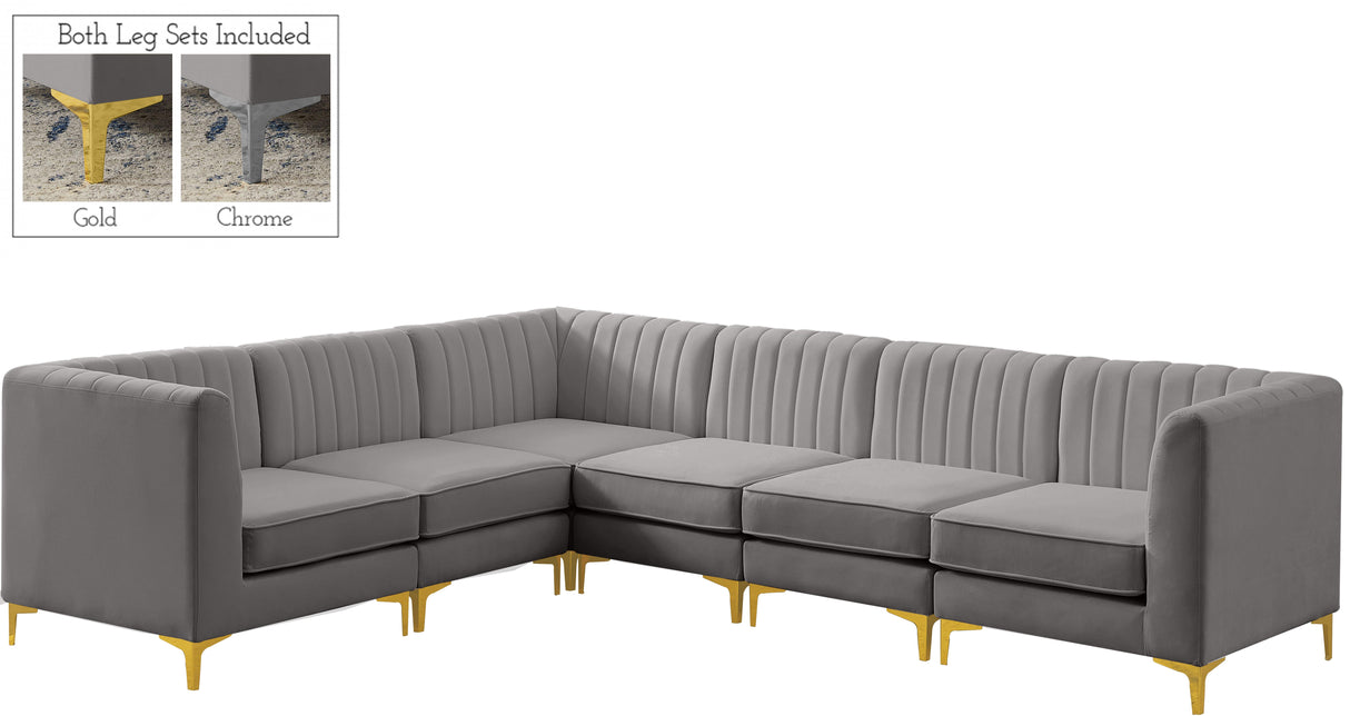 Alina Grey Velvet Modular Sectional - galleria furniture outlet