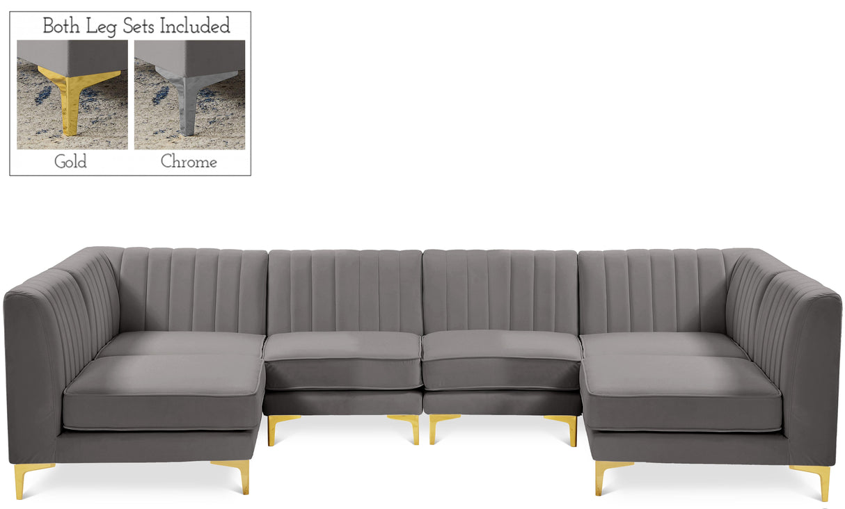 Alina Grey Velvet Modular Sectional - galleria furniture outlet