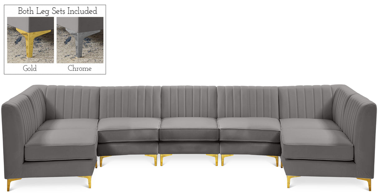 Alina Grey Velvet Modular Sectional - galleria furniture outlet