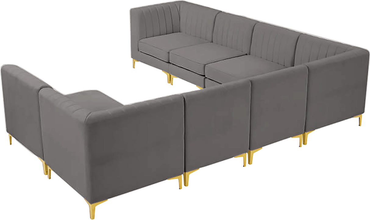 Alina Grey Velvet Modular Sectional - galleria furniture outlet