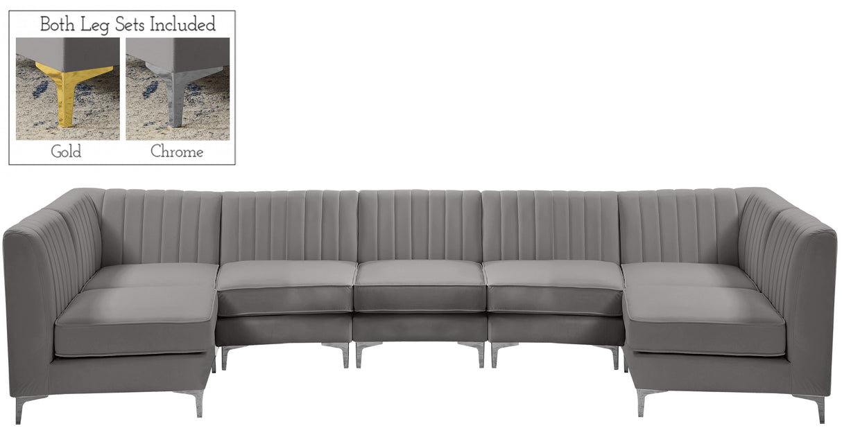 Alina Grey Velvet Modular Sectional - galleria furniture outlet