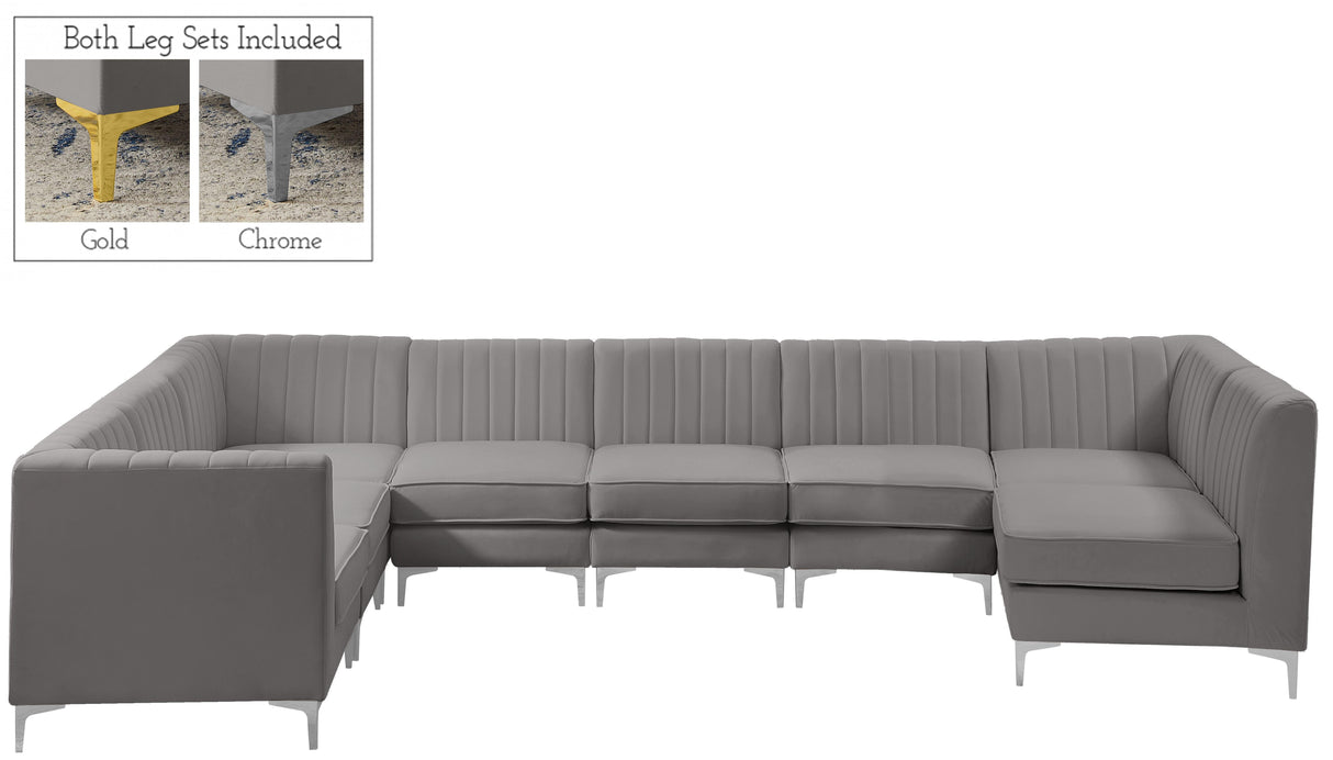 Alina Grey Velvet Modular Sectional - galleria furniture outlet