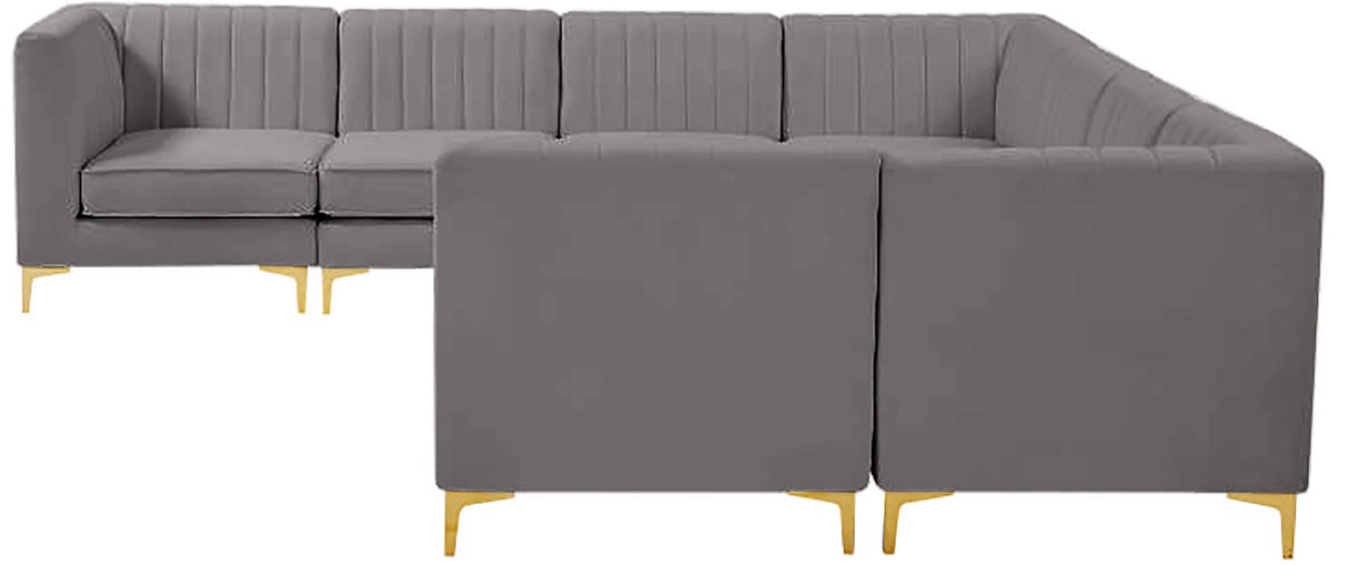 Alina Grey Velvet Modular Sectional - galleria furniture outlet