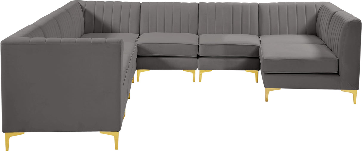 Alina Grey Velvet Modular Sectional - galleria furniture outlet