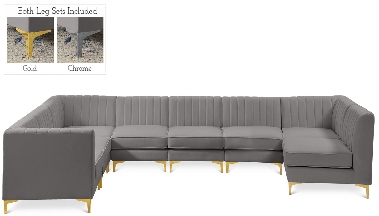 Alina Grey Velvet Modular Sectional - galleria furniture outlet