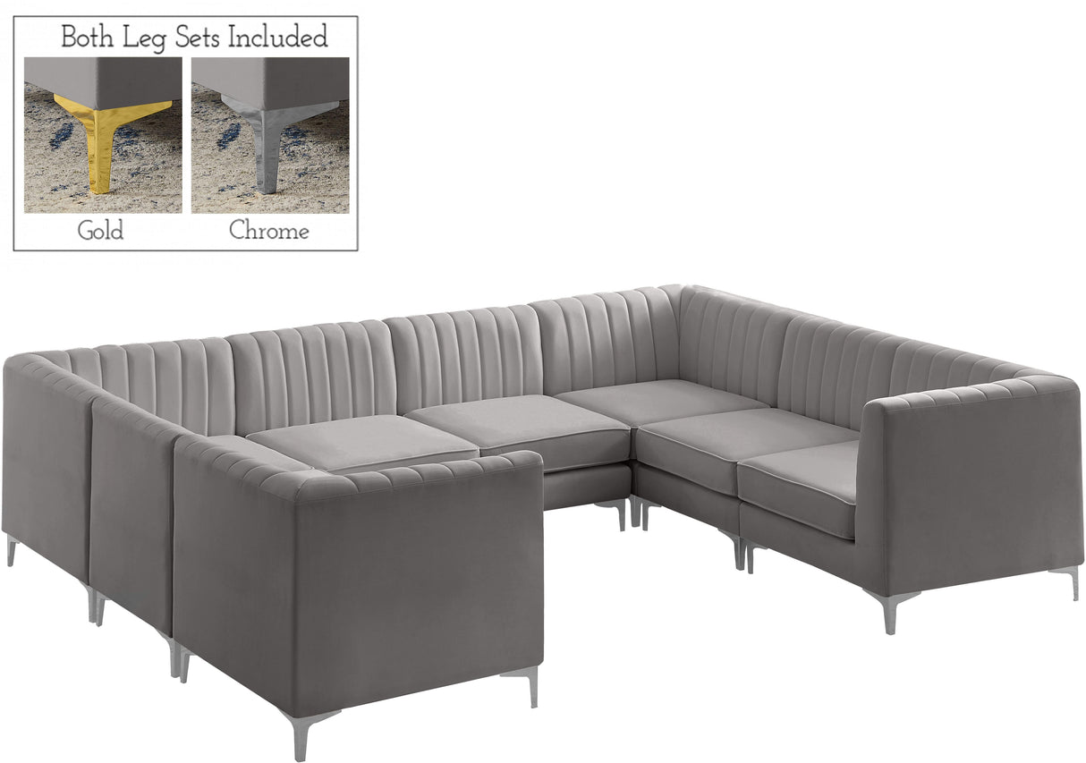 Alina Grey Velvet Modular Sectional - galleria furniture outlet