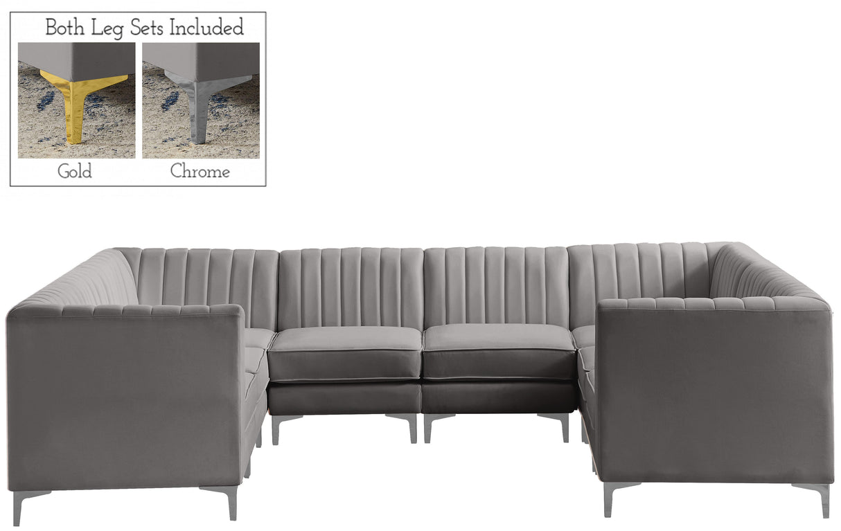 Alina Grey Velvet Modular Sectional - galleria furniture outlet