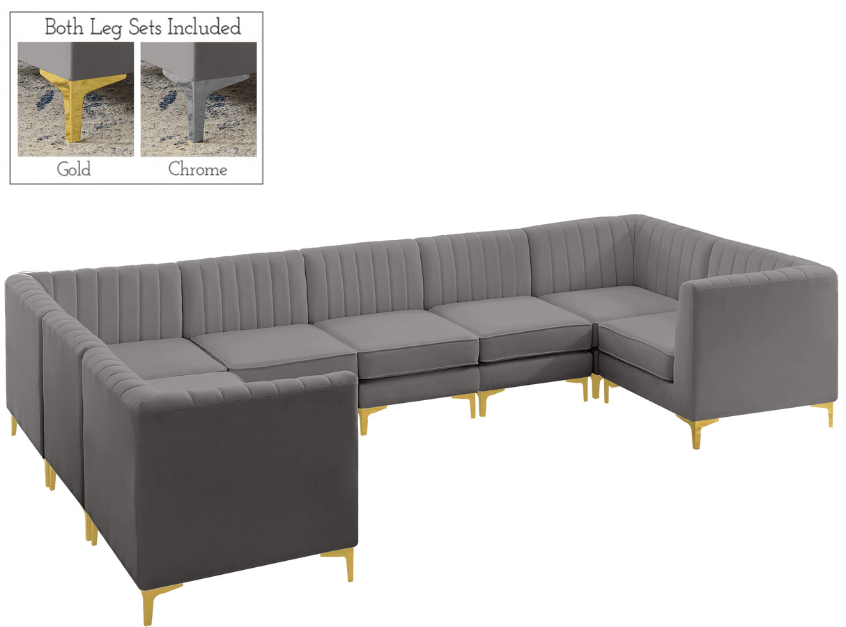 Alina Grey Velvet Modular Sectional - galleria furniture outlet