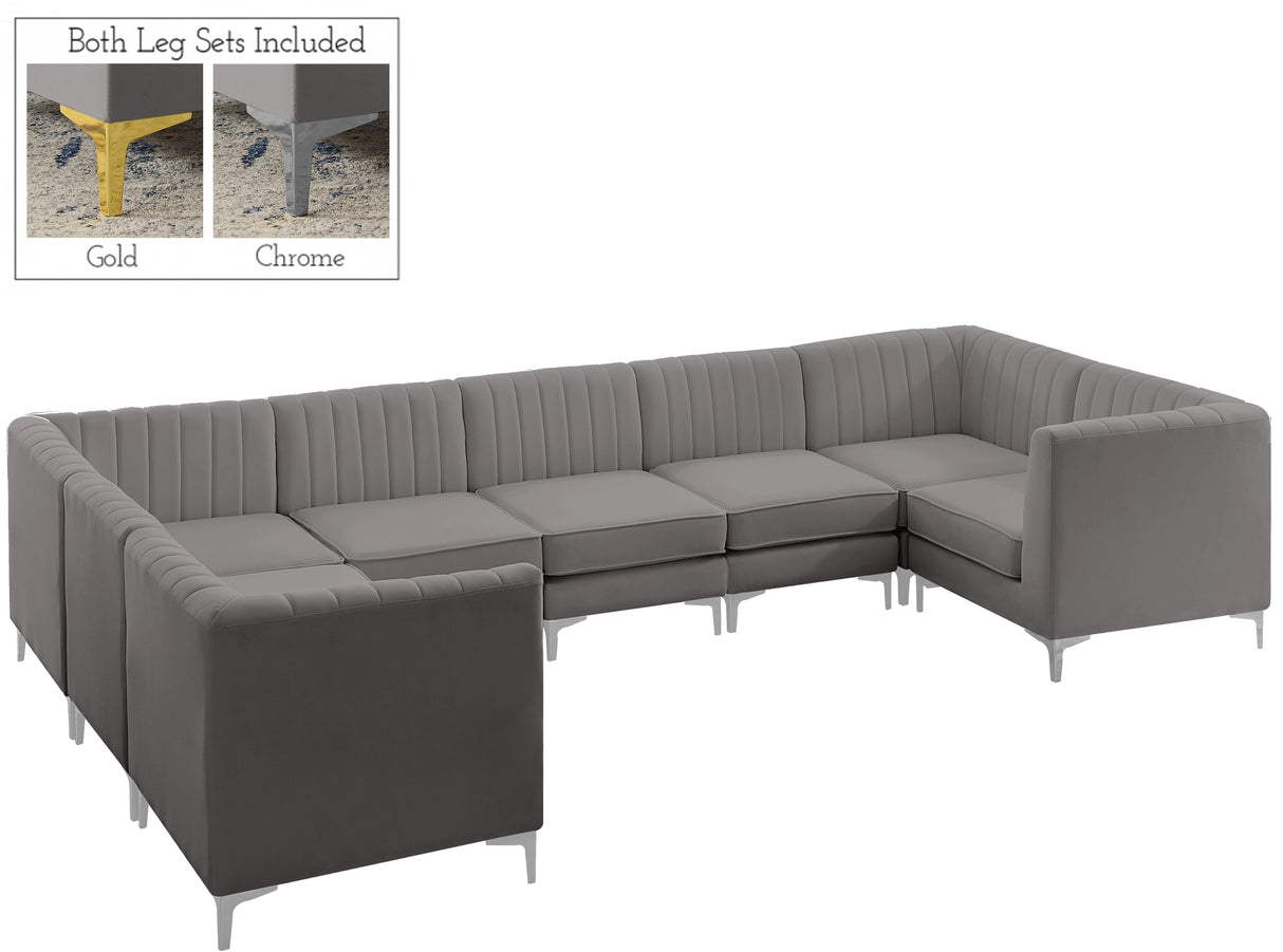 Alina Grey Velvet Modular Sectional - galleria furniture outlet