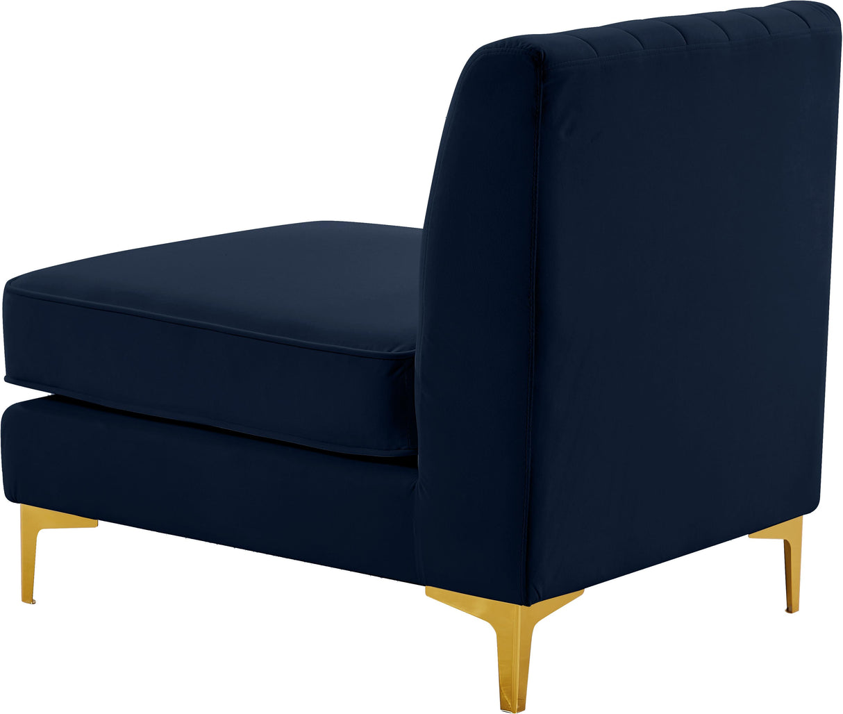 Alina Navy Velvet Armless Chair - galleria furniture outlet