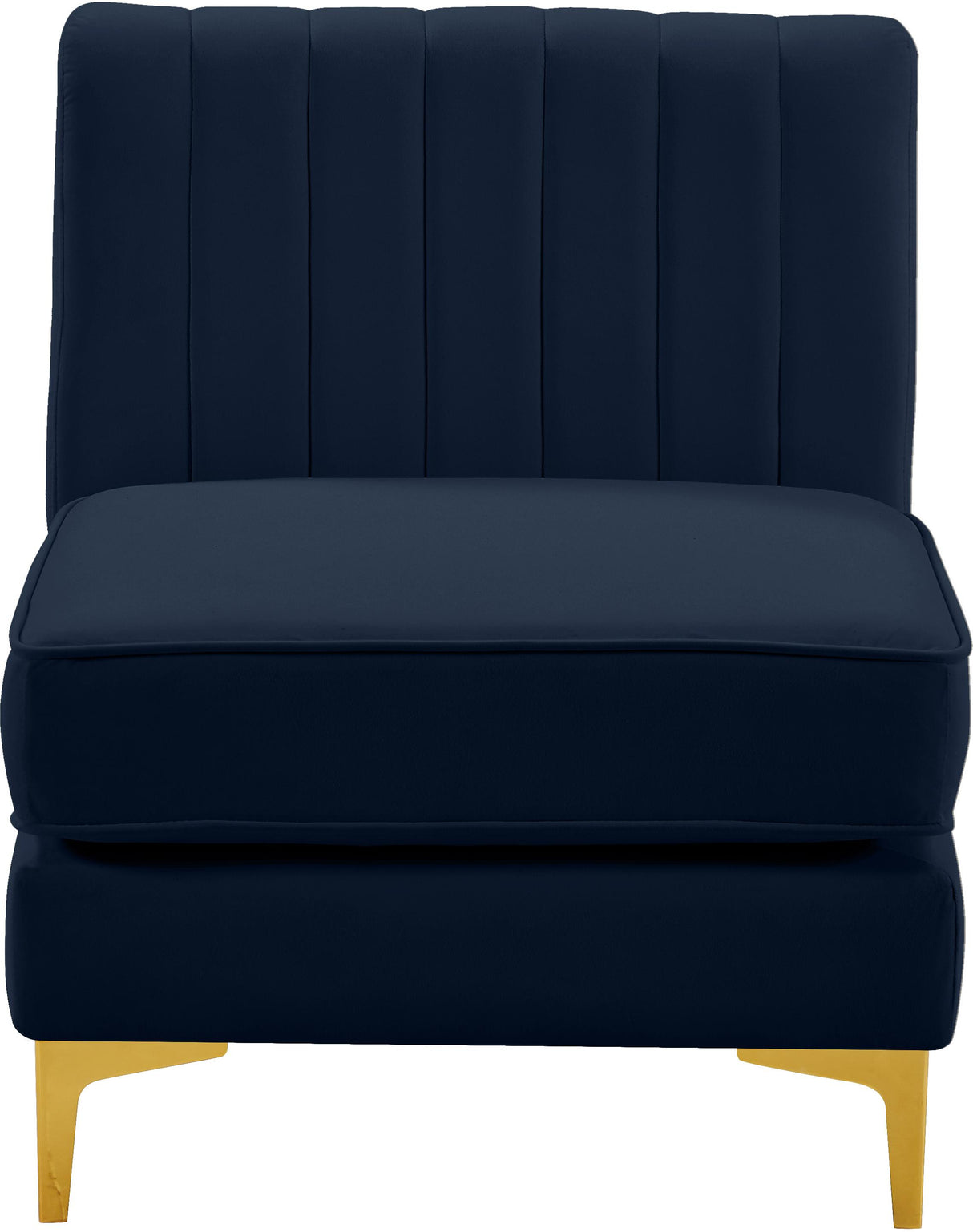 Alina Navy Velvet Armless Chair - galleria furniture outlet