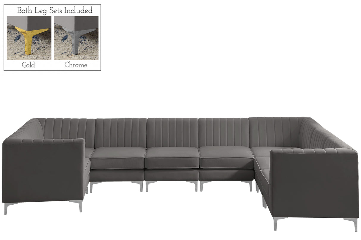 Alina Grey Velvet Modular Sectional - galleria furniture outlet