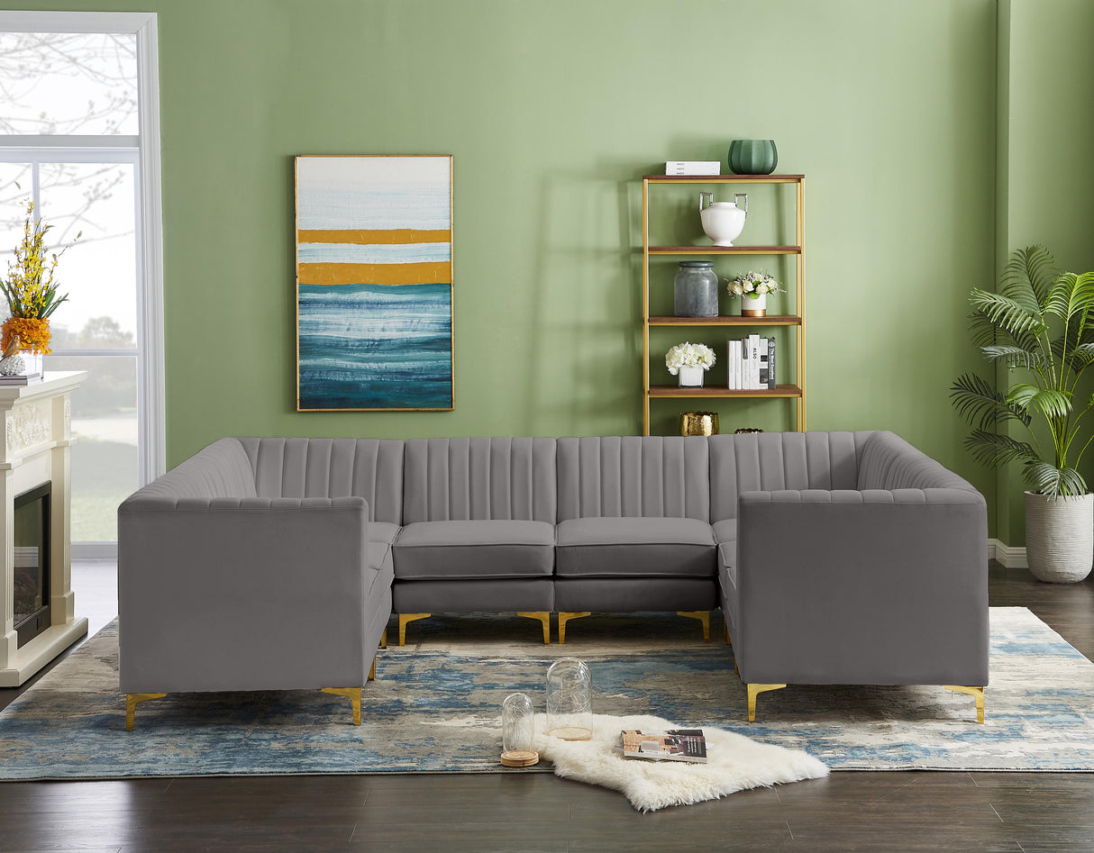 Alina Grey Velvet Modular Sectional - galleria furniture outlet