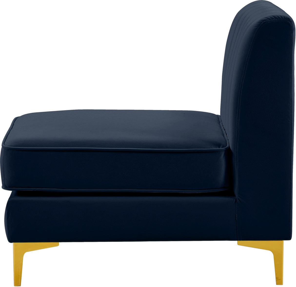 Alina Navy Velvet Armless Chair - galleria furniture outlet