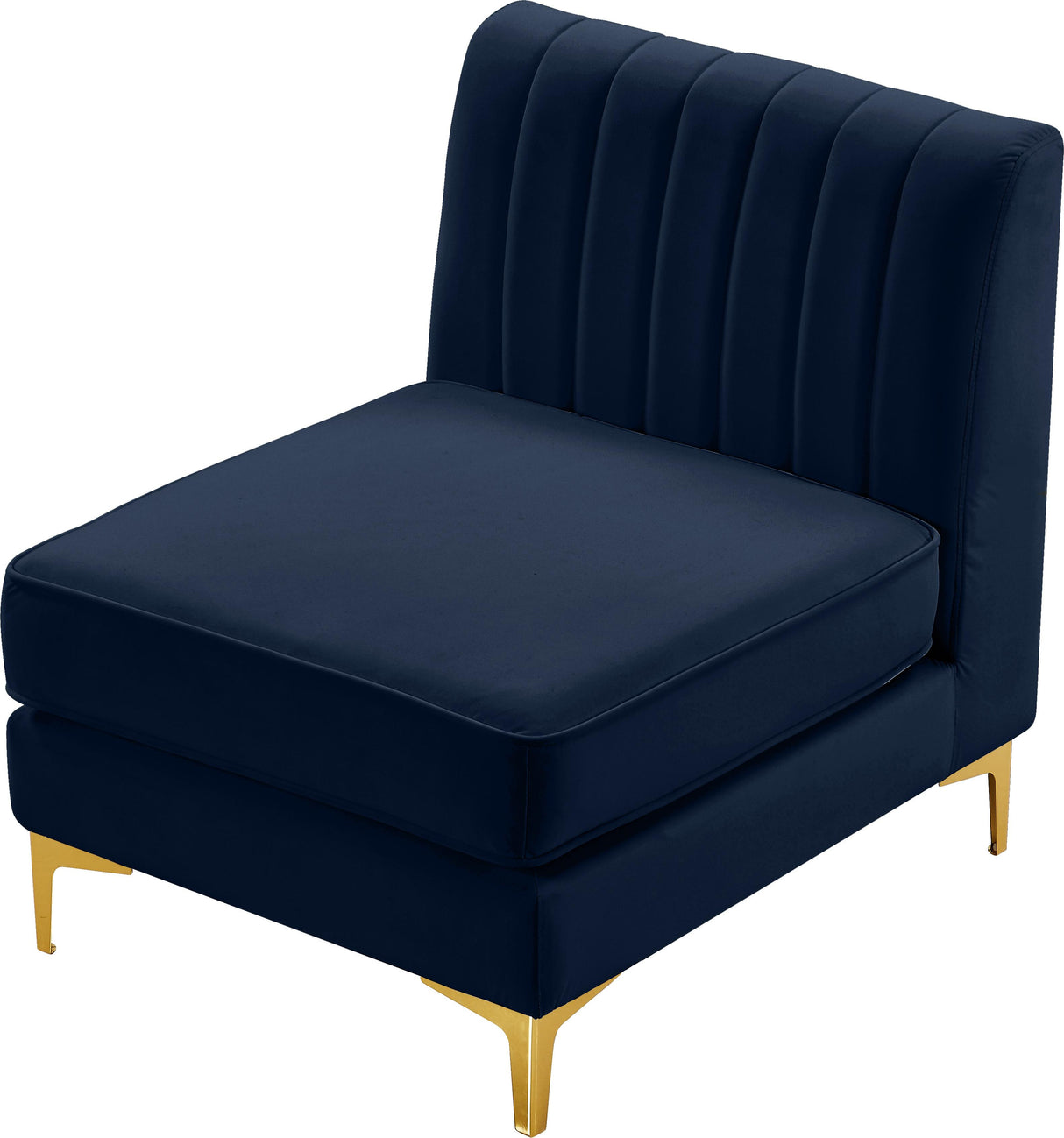Alina Navy Velvet Armless Chair - galleria furniture outlet