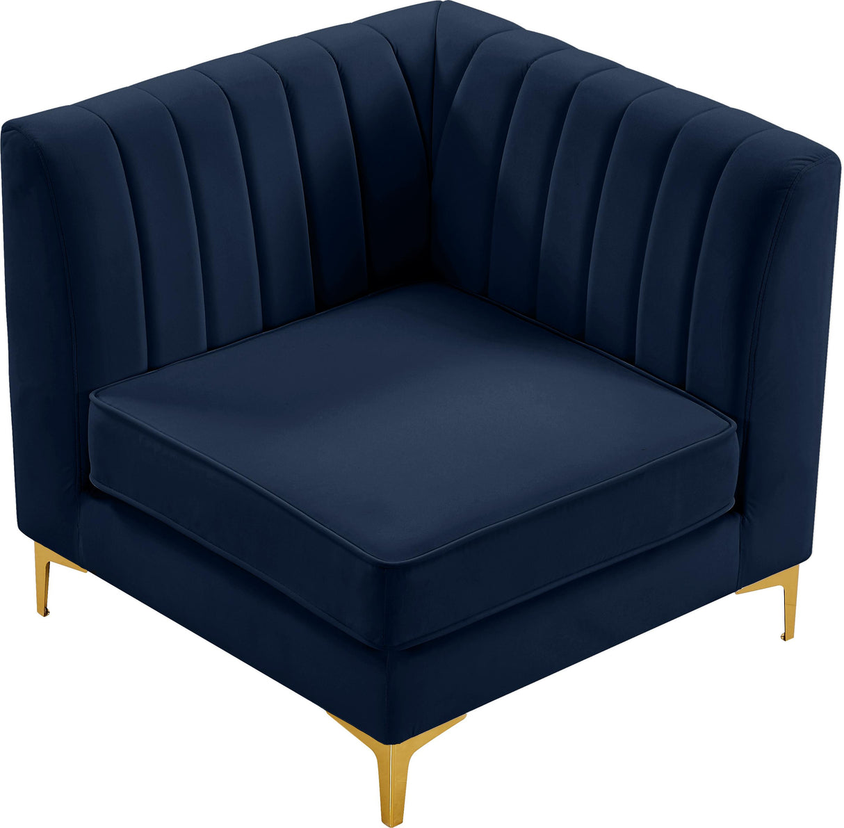 Alina Navy Velvet Corner Chair - galleria furniture outlet