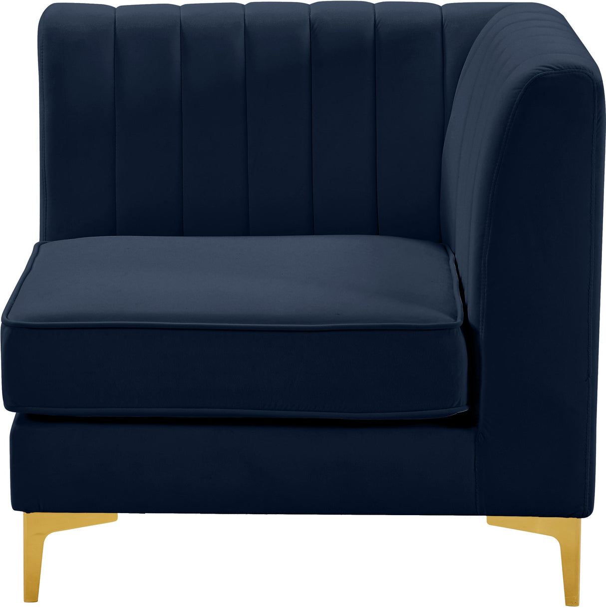 Alina Navy Velvet Corner Chair - galleria furniture outlet