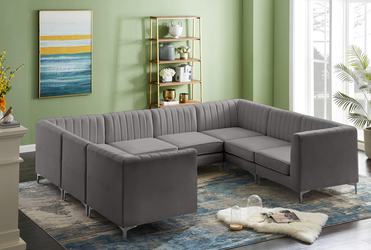 Alina Grey Velvet Modular Sectional - galleria furniture outlet