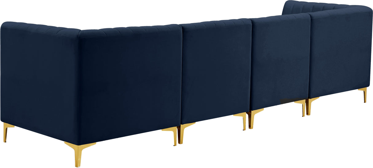 Alina Navy Velvet Modular Sofa - galleria furniture outlet