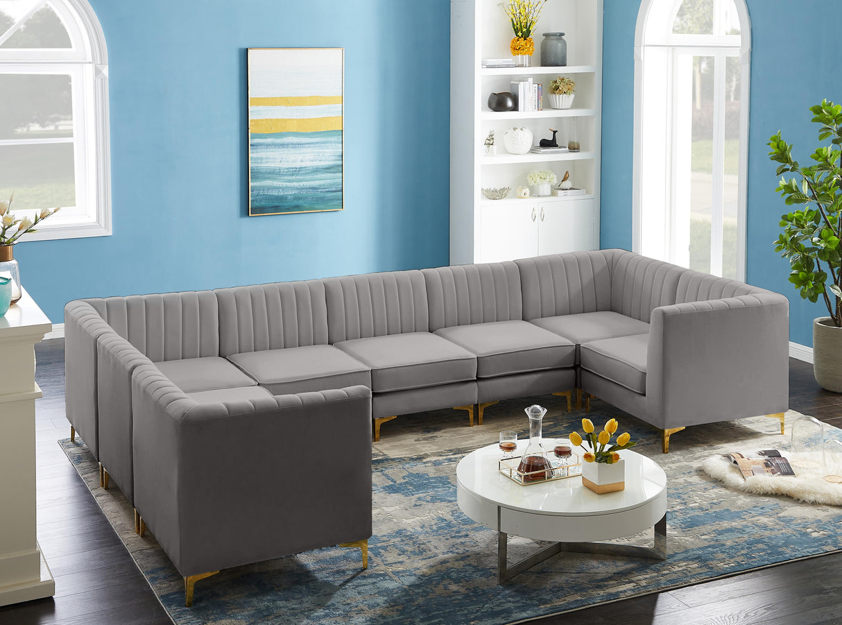 Alina Grey Velvet Modular Sectional - galleria furniture outlet