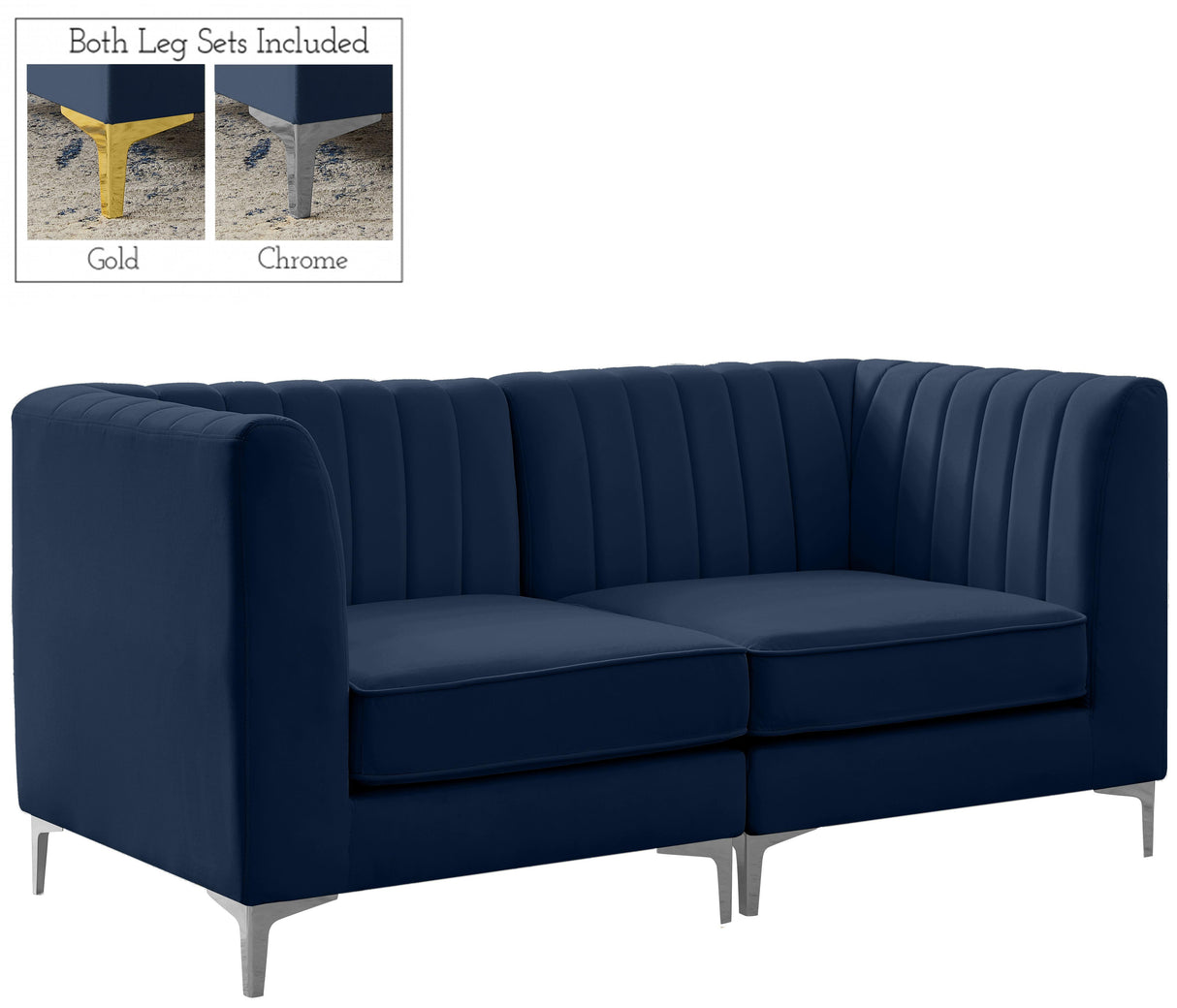 Alina Navy Velvet Modular Sofa - galleria furniture outlet