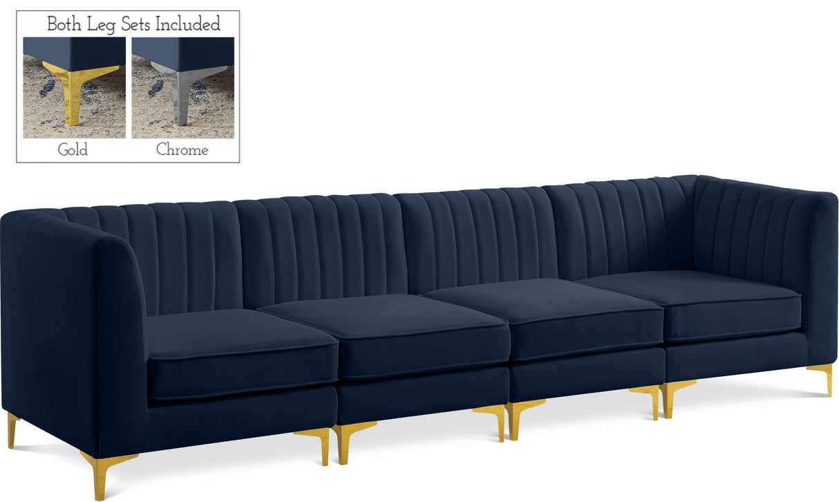 Alina Navy Velvet Modular Sofa - galleria furniture outlet