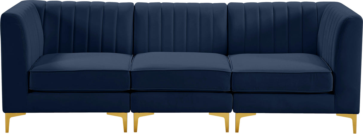 Alina Navy Velvet Modular Sofa - galleria furniture outlet