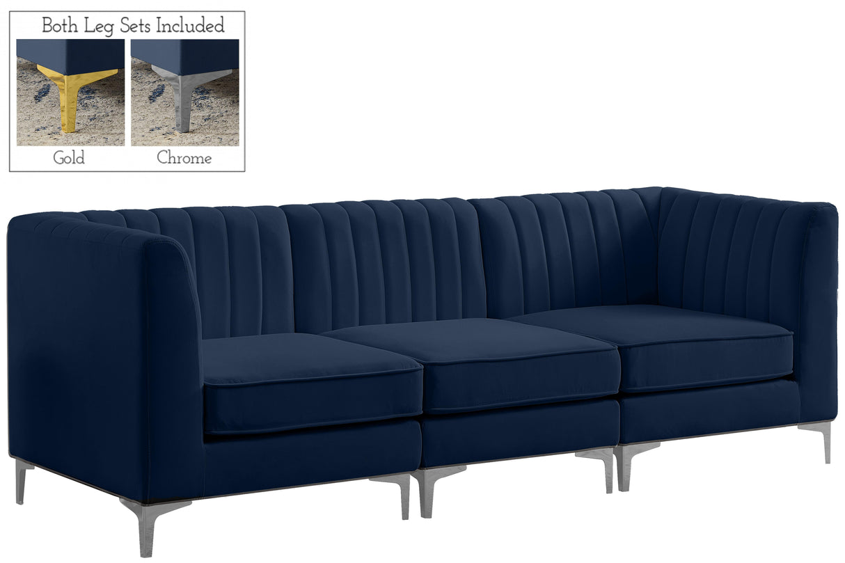 Alina Navy Velvet Modular Sofa - galleria furniture outlet