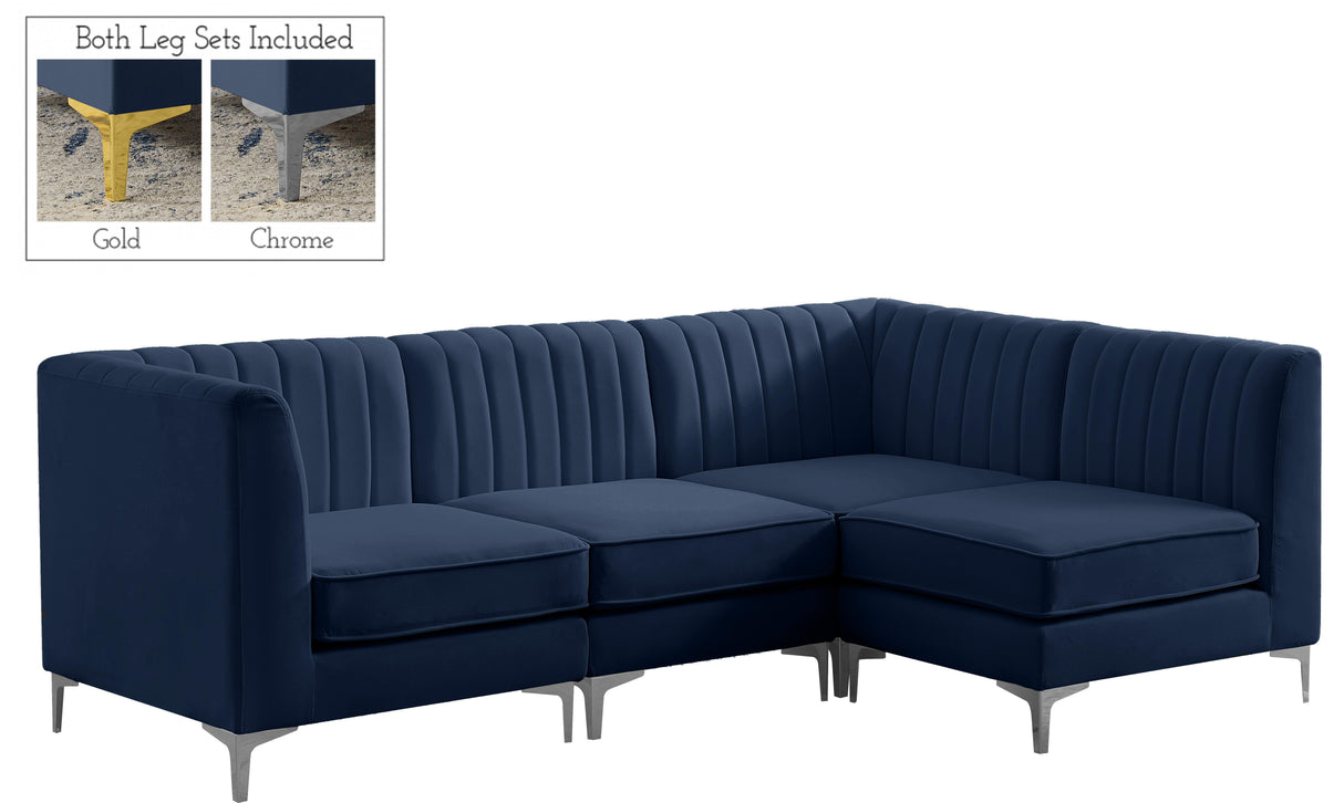Alina Navy Velvet Modular Sectional - galleria furniture outlet