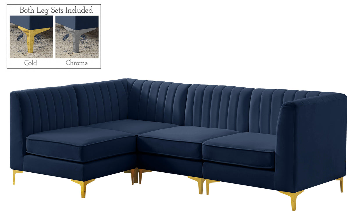 Alina Navy Velvet Modular Sectional - galleria furniture outlet