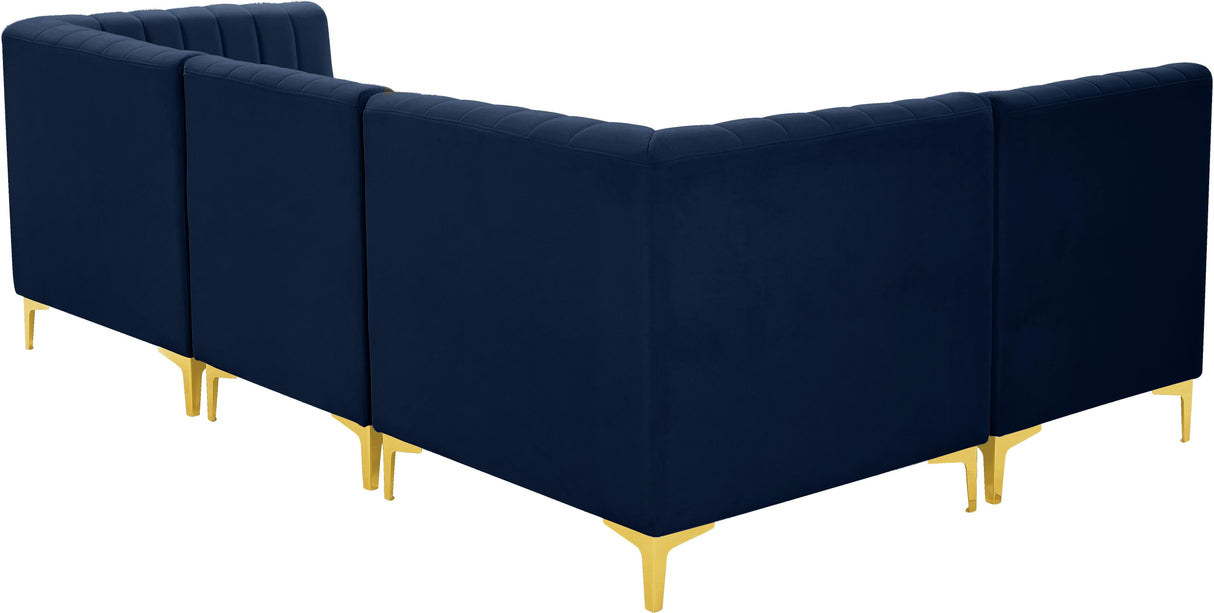 Alina Navy Velvet Modular Sectional - galleria furniture outlet
