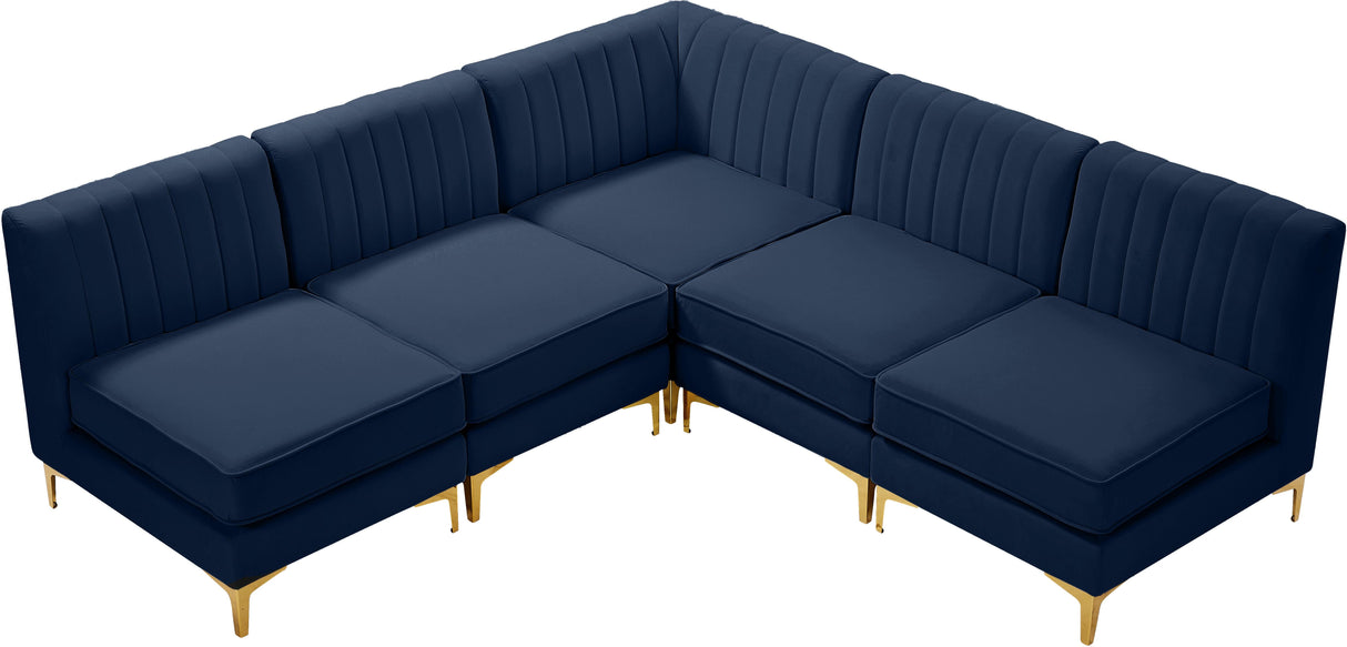 Alina Navy Velvet Modular Sectional - galleria furniture outlet