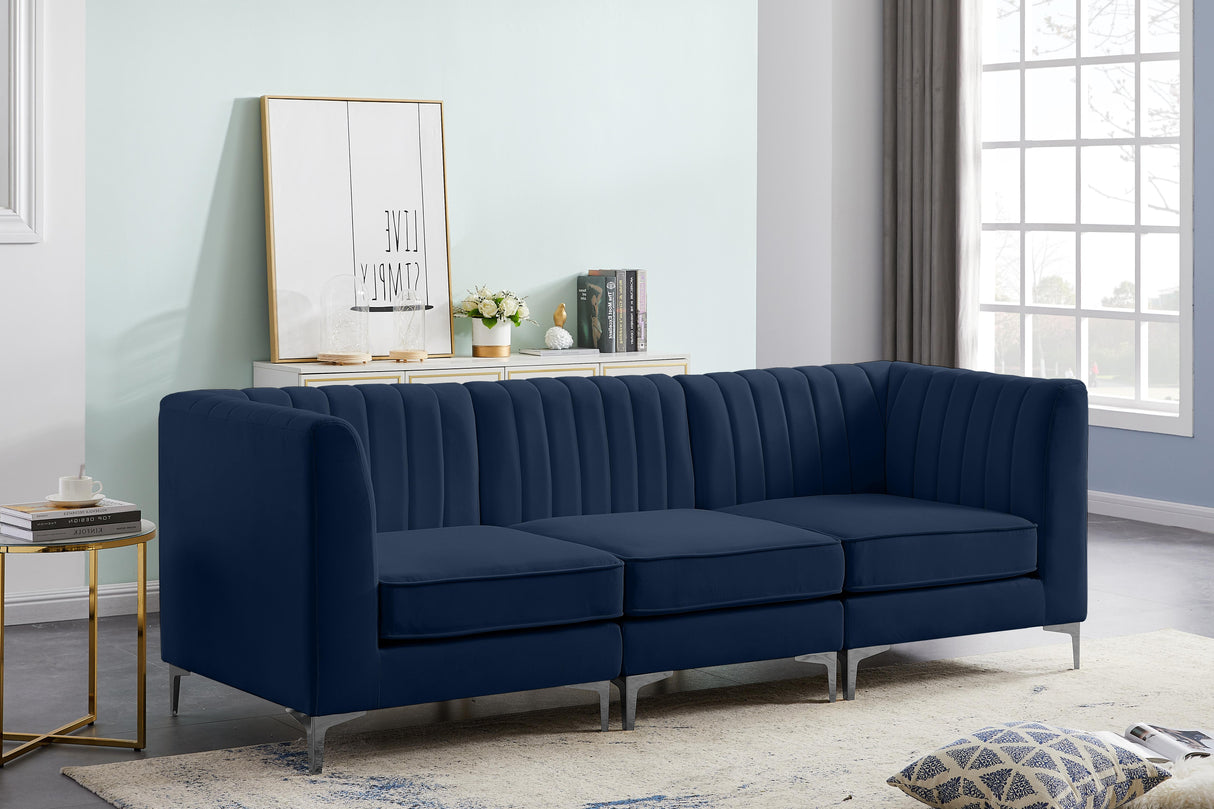 Alina Navy Velvet Modular Sofa - galleria furniture outlet