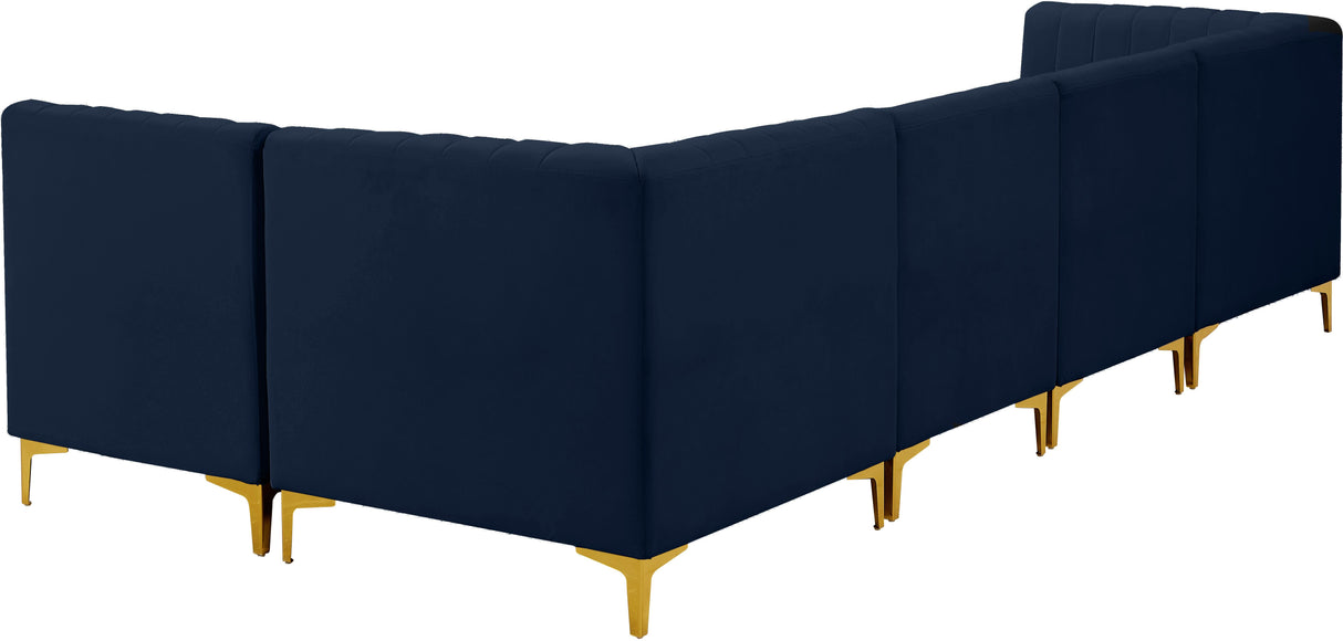 Alina Navy Velvet Modular Sectional - galleria furniture outlet