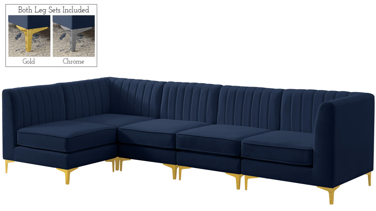 Alina Navy Velvet Modular Sectional - galleria furniture outlet