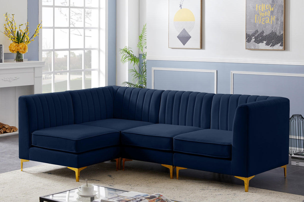 Alina Navy Velvet Modular Sectional - galleria furniture outlet