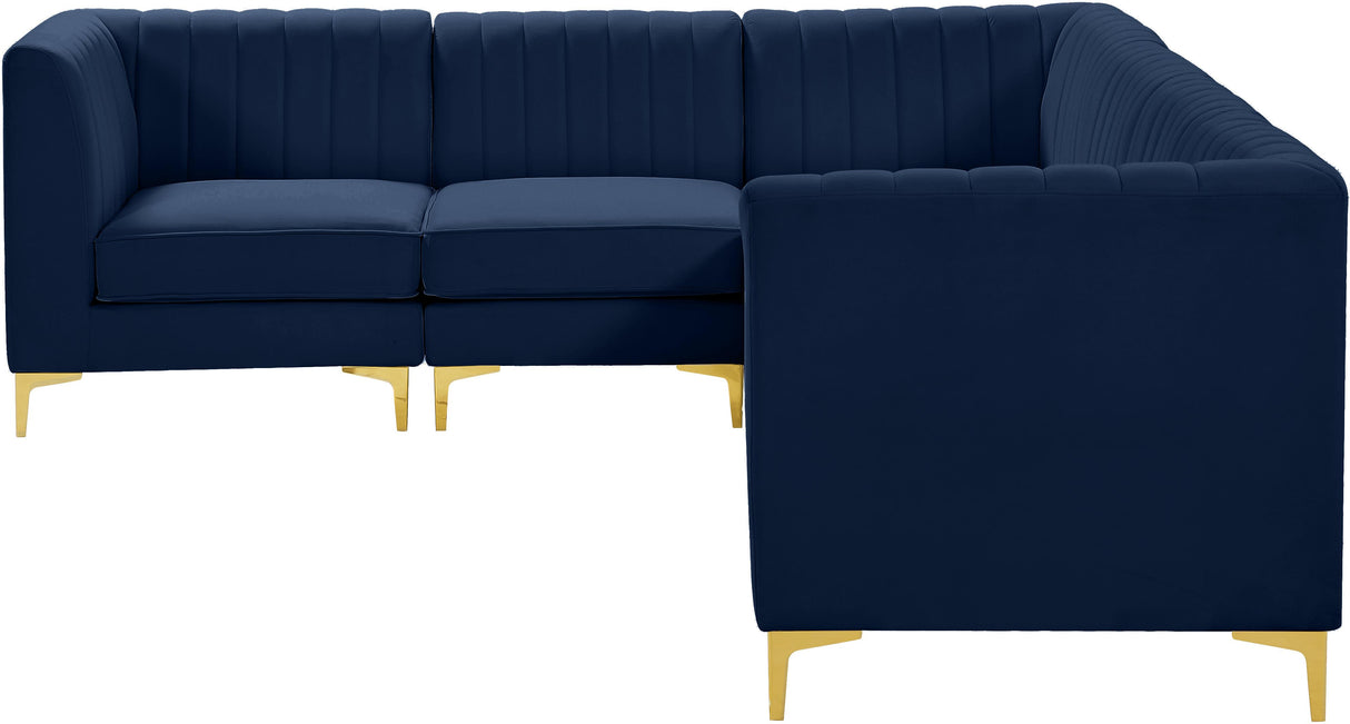 Alina Navy Velvet Modular Sectional - galleria furniture outlet