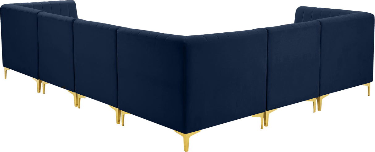 Alina Navy Velvet Modular Sectional - galleria furniture outlet