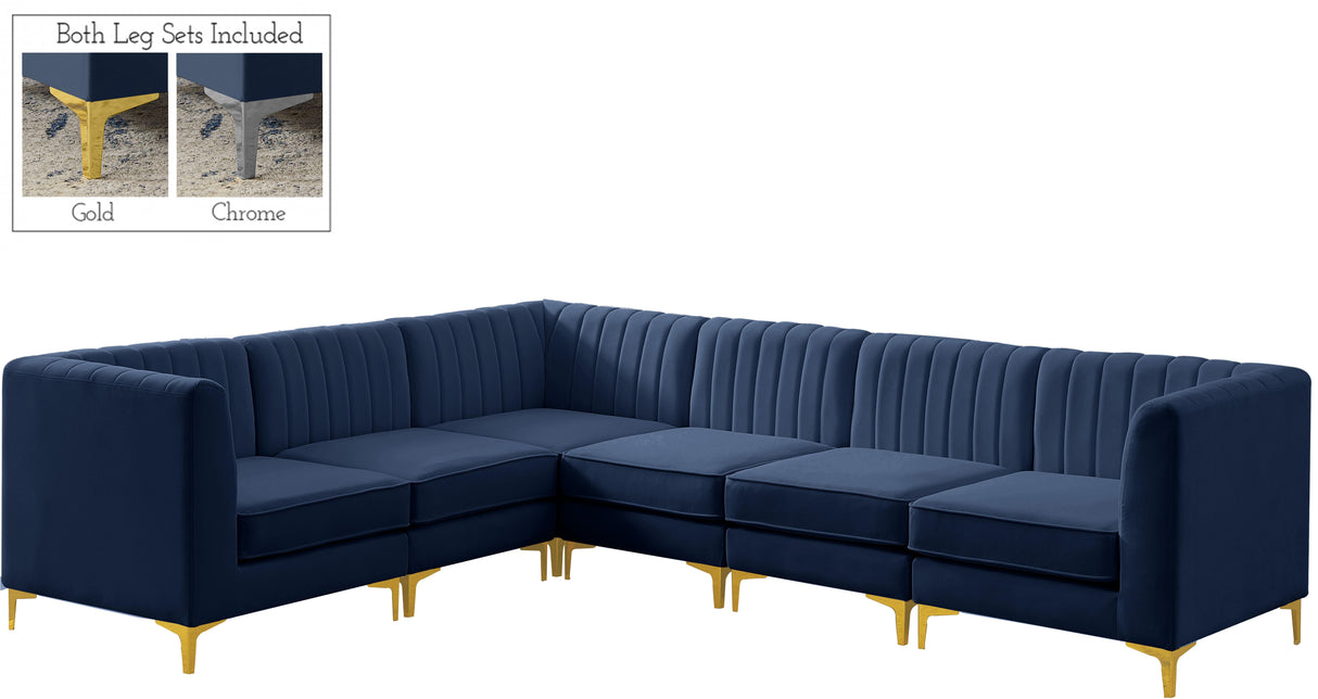 Alina Navy Velvet Modular Sectional - galleria furniture outlet