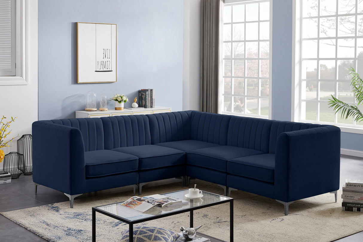 Alina Navy Velvet Modular Sectional - galleria furniture outlet