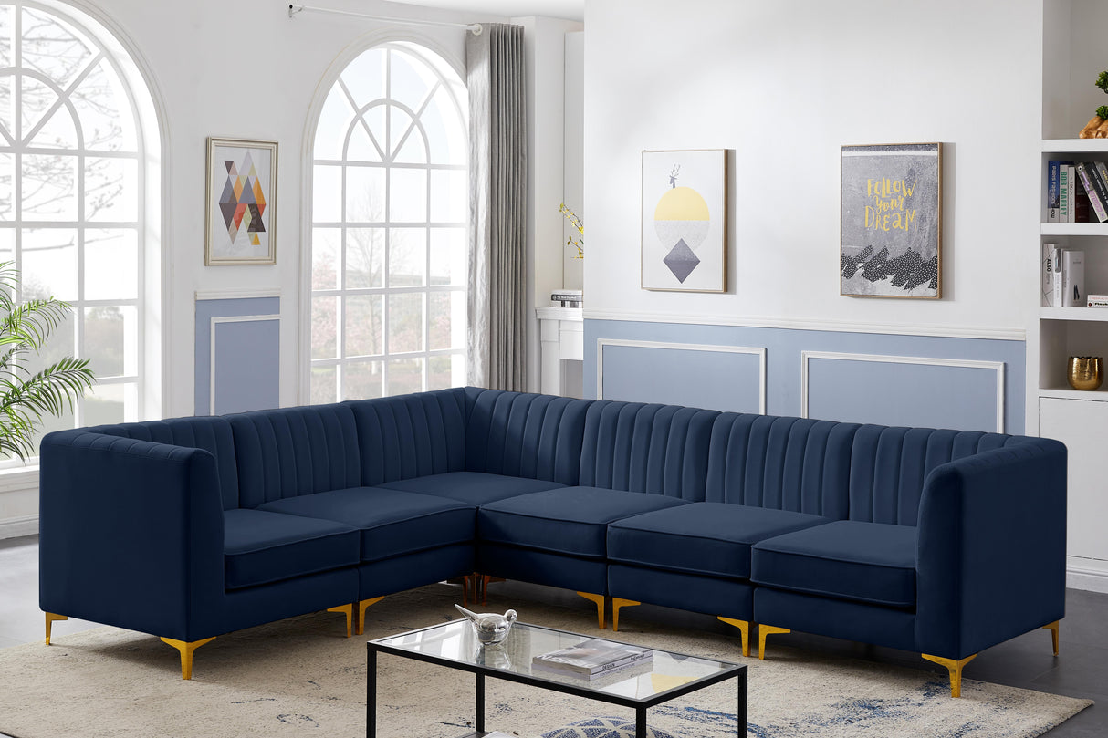 Alina Navy Velvet Modular Sectional - galleria furniture outlet