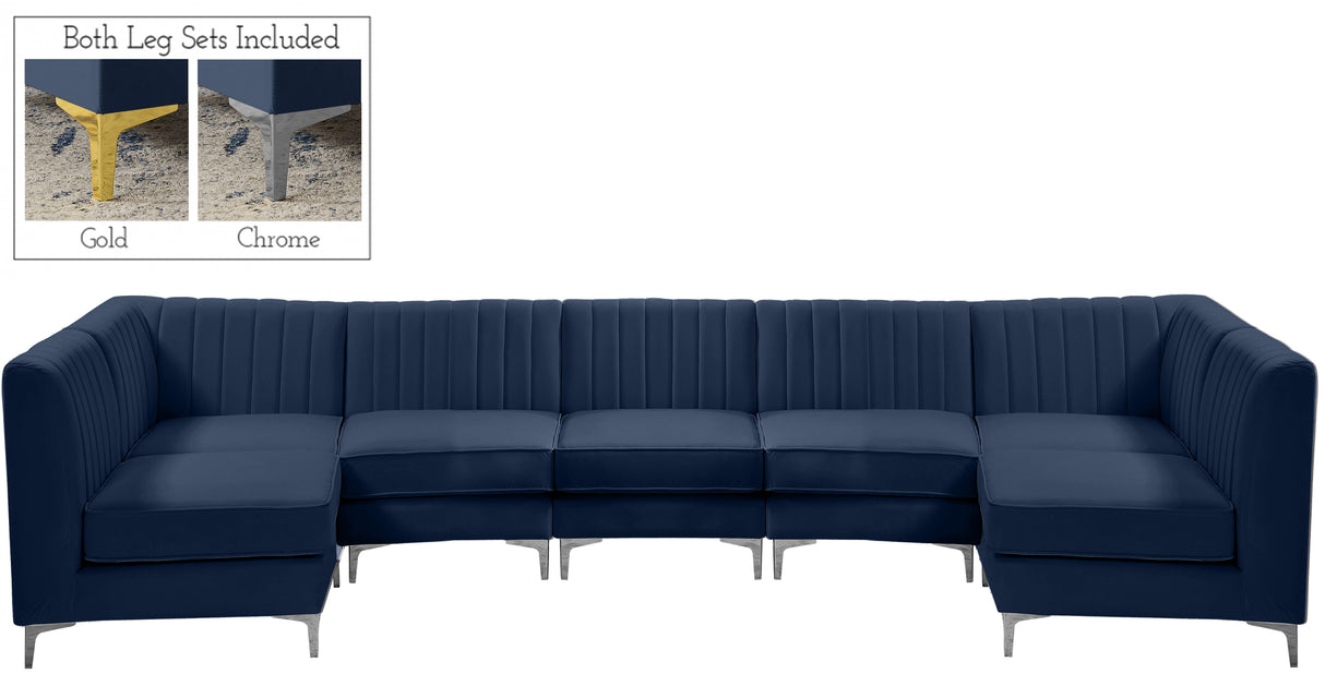 Alina Navy Velvet Modular Sectional - galleria furniture outlet