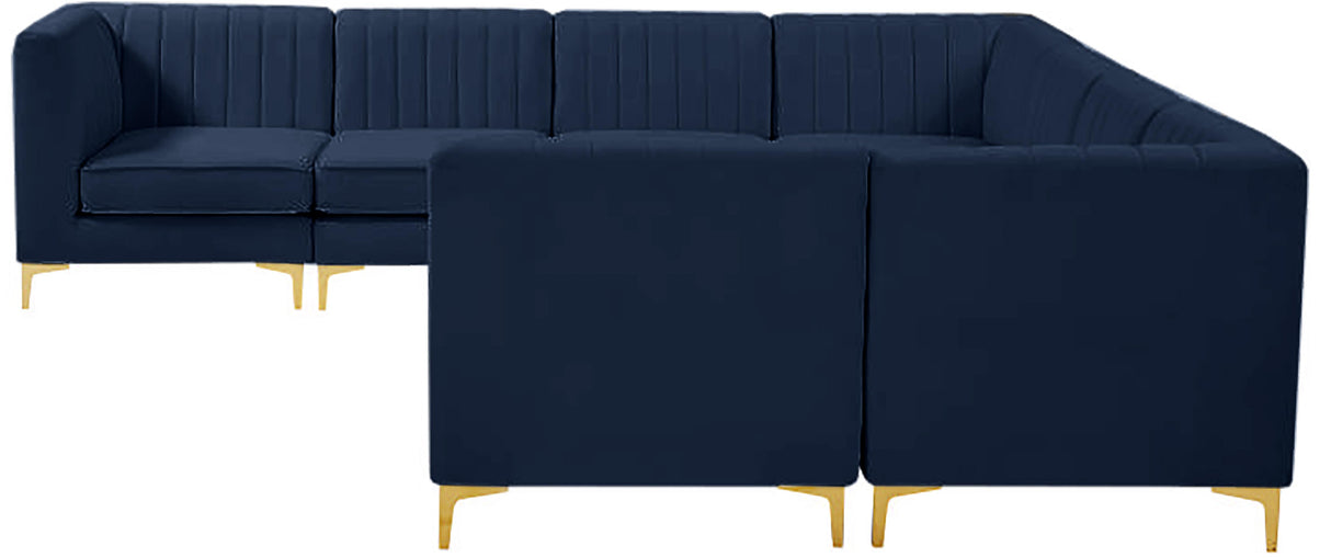 Alina Navy Velvet Modular Sectional - galleria furniture outlet
